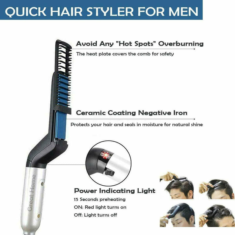 Men Multifunctional Beard Straightener Hair Curler - the-fly-guy-corner